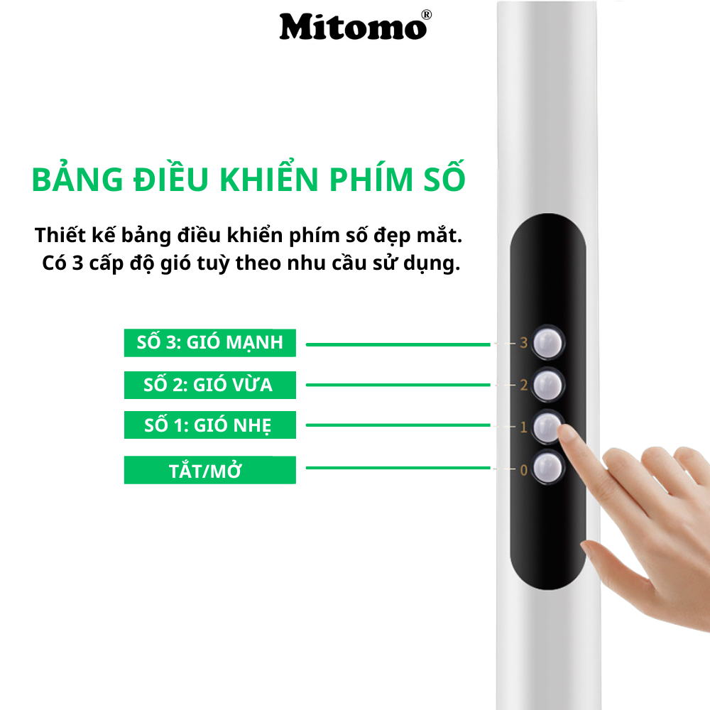 Quạt Cây Đứng Mitomo FCE-40 có điều khiễn từ xa, hẹn giờ hàng chính hãng