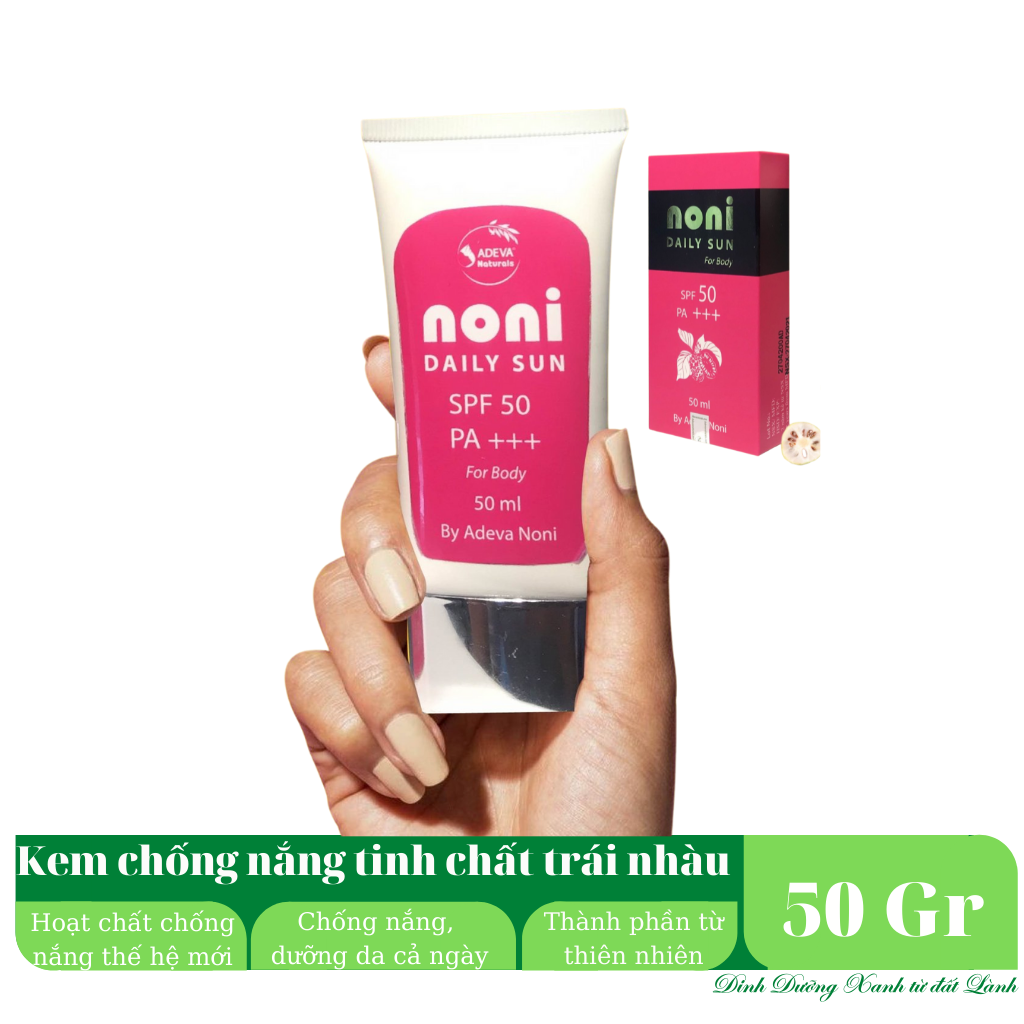 Kem chống nắng dưỡng da từ Trái nhàu SPF 50 PA +++ – Noni Daily Sun 50 ml (for Body) - Lên tone da nhẹ, da mềm mượt và căng mịn, Ít để lại vệt trắng