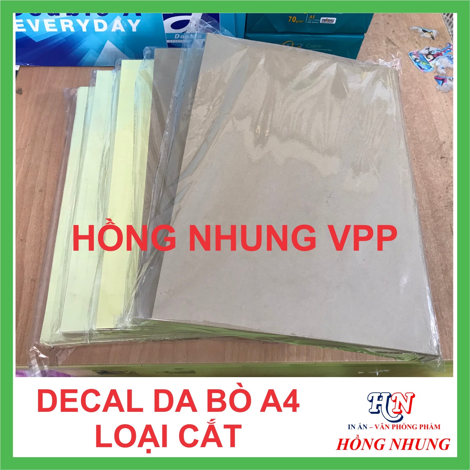 [HỒNG NHUNG] Xấp 100 Tờ Decal A4 Da Bò (Loại cắt) - Giúp Bạn In Tem Nhãn, Ghi Chú, Hay Bìa Nhãn Bưu Phẩm