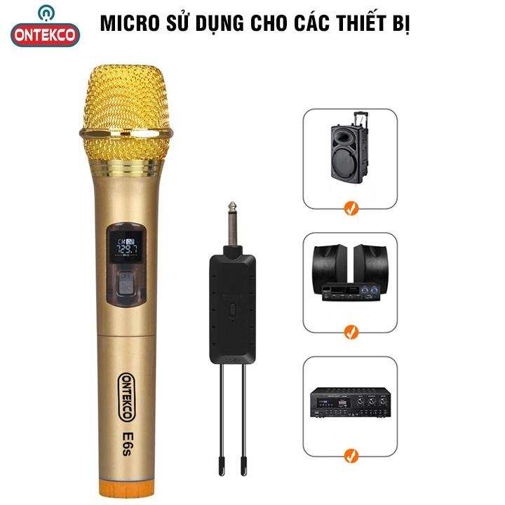 Bộ micro đôi không dây cao cấp ONTEKCO E6s dùng loa kéo, âm ly - bảo hành 12 tháng