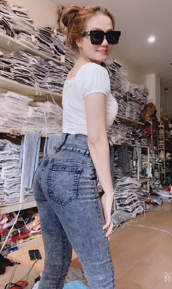 Quần Jeans Nữ Lưng Siêu Cao Phối Túi Hộp Thời Trang