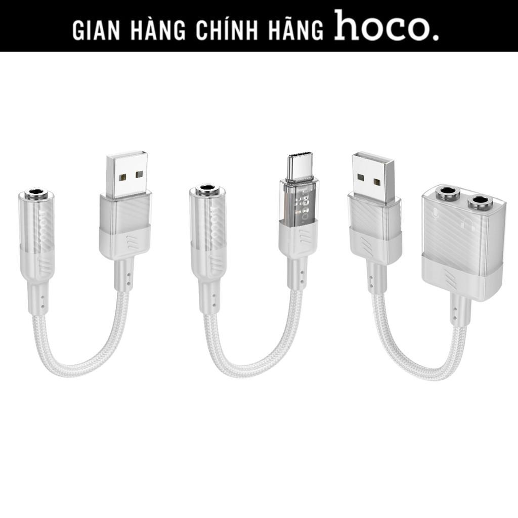 Dây cáp chuyển đổi âm thanh 3.5 Hoco LS37 Spirit cho tai nghe USB, Type C to 3.5 hàng chính hãng - USB ra 2 cổng 3.5