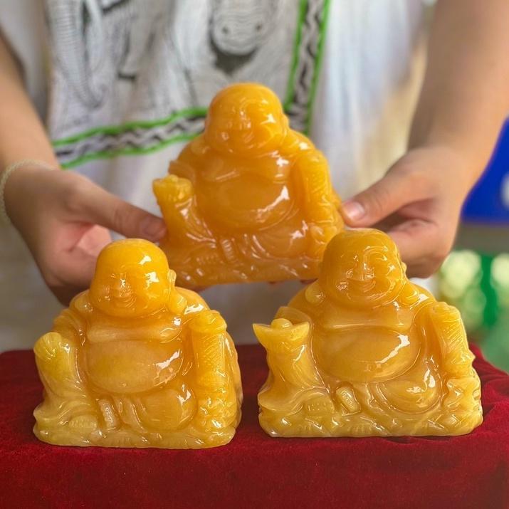 Di Lặc Hoan Hỷ Đá Ngọc Hoàng Long - ngang 12cm Trang Trí TapLo Ô Tô