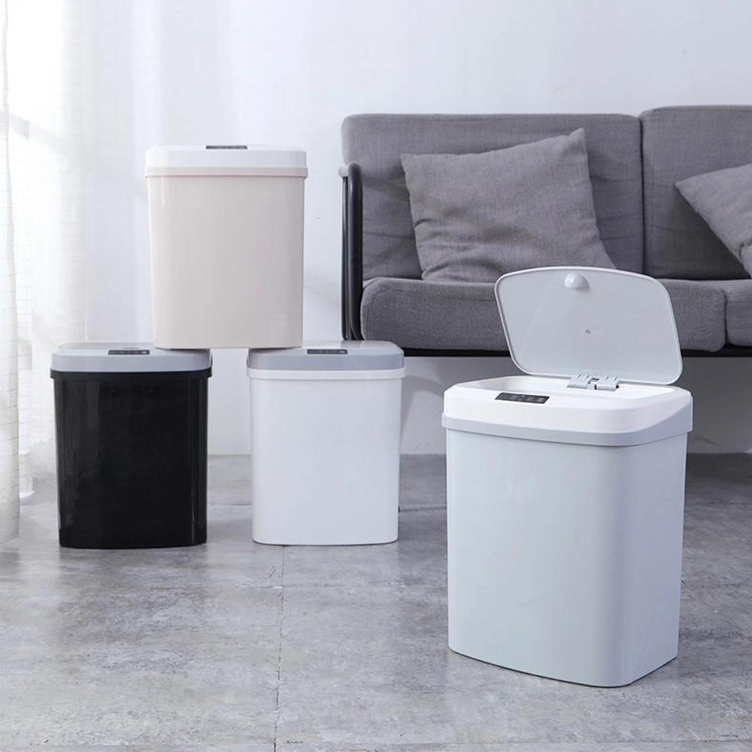 Thùng rác cảm ứng bằng hồng ngoại không cần chạm, có nắp cho phòng khách, phòng ngủ, phòng tắm, văn phòng