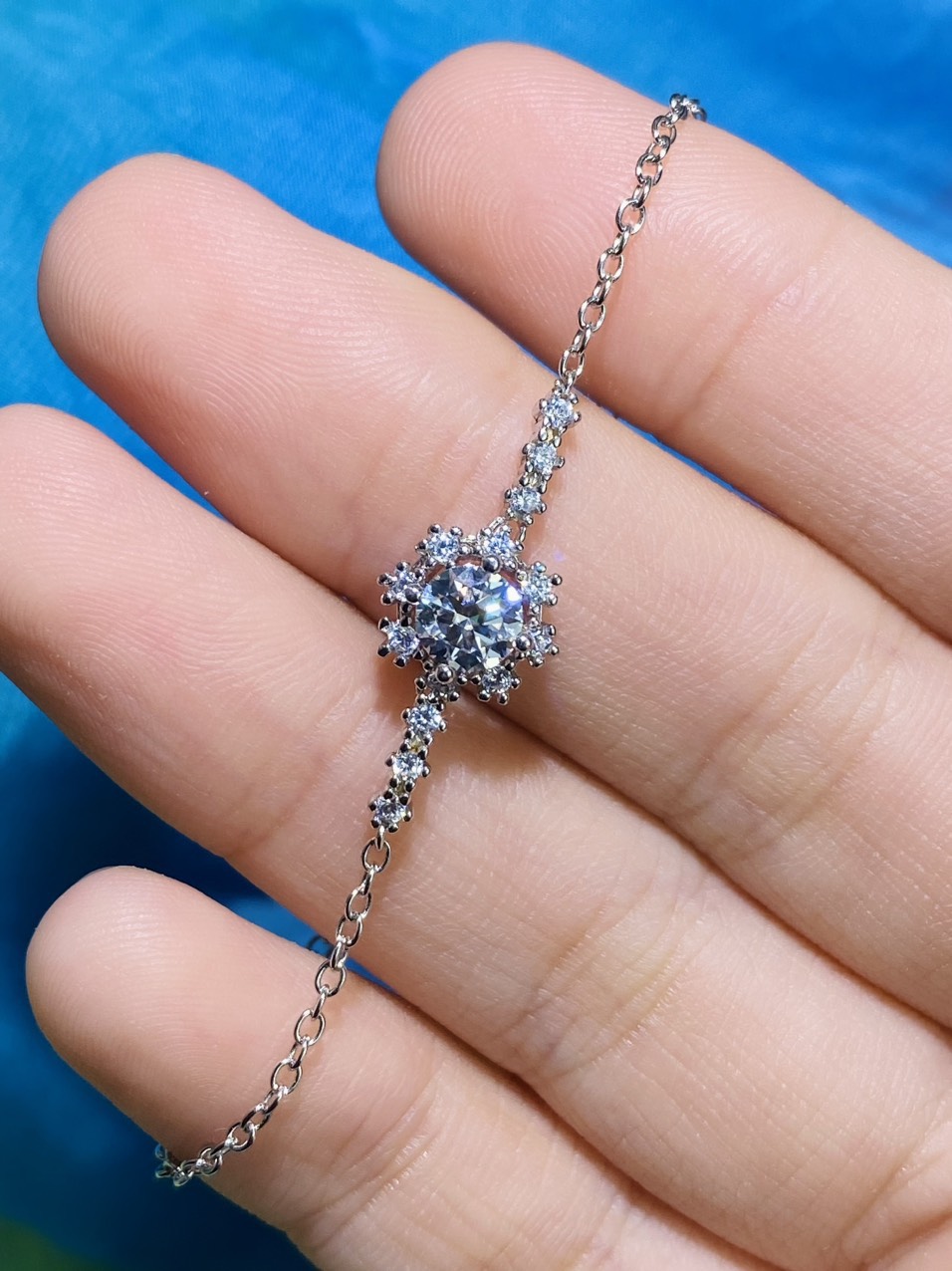 Lắc tay Bạc 925 xi Kim viên chủ Kim Cương nhân tạo Moissanite hạt 1.0 carat  -  S10.9.7.6