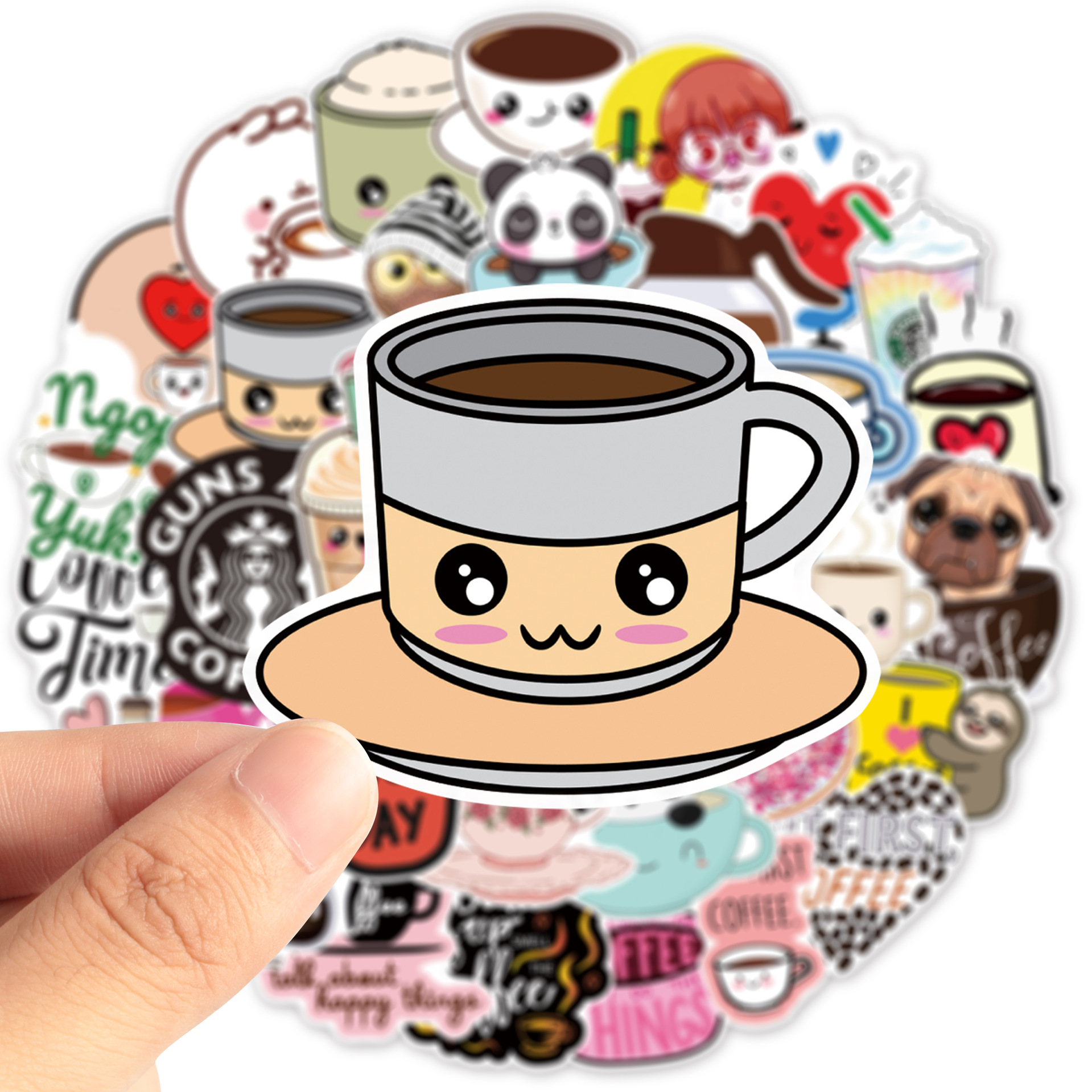 50 hình dán Sticker COFFEE Cà phê không thấm nước dán laptop, nón bảo hiểm, xe, điện thoại, vali... hình rời không lặp lại