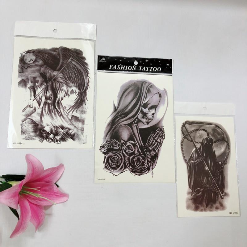Combo 3 miếng hình xăm thần chết đen 15x22cm- mua 2 combo tặng 10x20cm