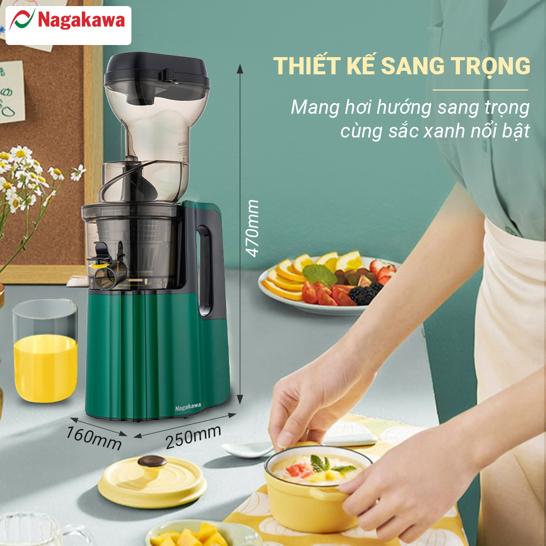 Máy ép chậm Nagakawa NAG0817 – Dung tích 300ml – Công suất 150w - Hàng Chính Hãng