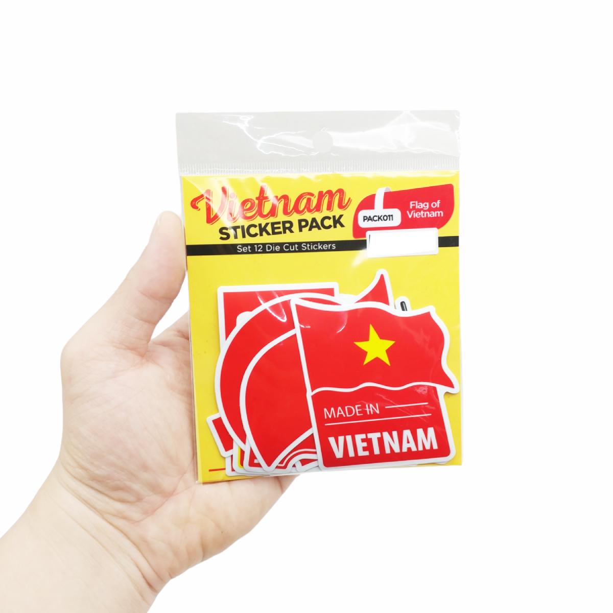 Bộ 12 Sticker Hình Lá Cờ Việt Nam - Stickerfactory