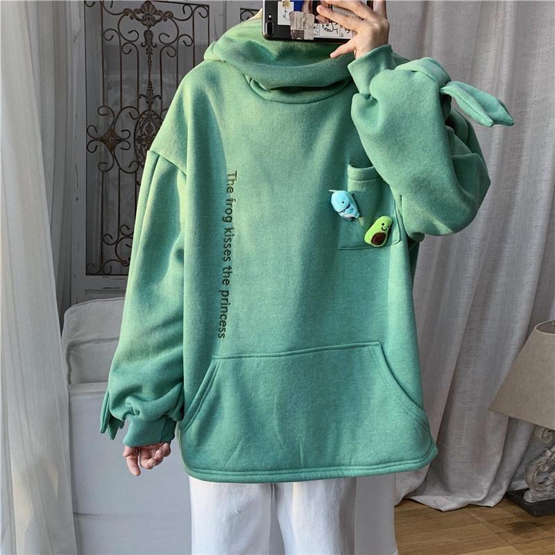 Áo Hoodie chất liệu nỉ nam nữ from rộng hình ếch đáng yêu