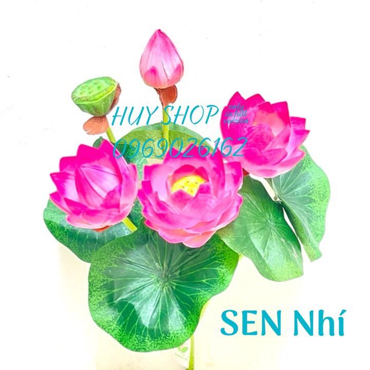 HOA GIẢ TRANG TRÍ - BỤI HOA SEN VẢI CAO CẤP NHÍ