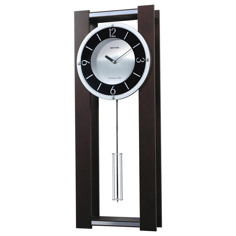 Đồng hồ treo tường RHYTHM SIP (Sound In Place) Wall Clocks CMJ522NR06 (Kích thước 27.2 x 72.0 x 10.0cm), Vỏ màu Nâu