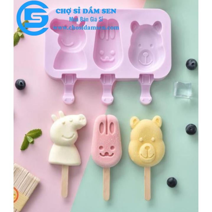 Khuôn Kem 3D silicon. Khuôn thạch rau câu, khuôn tàu hũ Singapor. Giao mẫu ngẫu nhiên. Tặng kèm 50 que