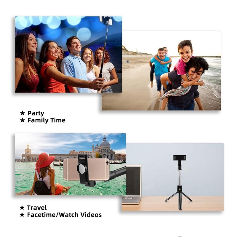 Gậy chụp hình 3 chân có bluetooth K10 chụp ảnh selfie tự sướng bằng remote, kẹp xoay 360 độ