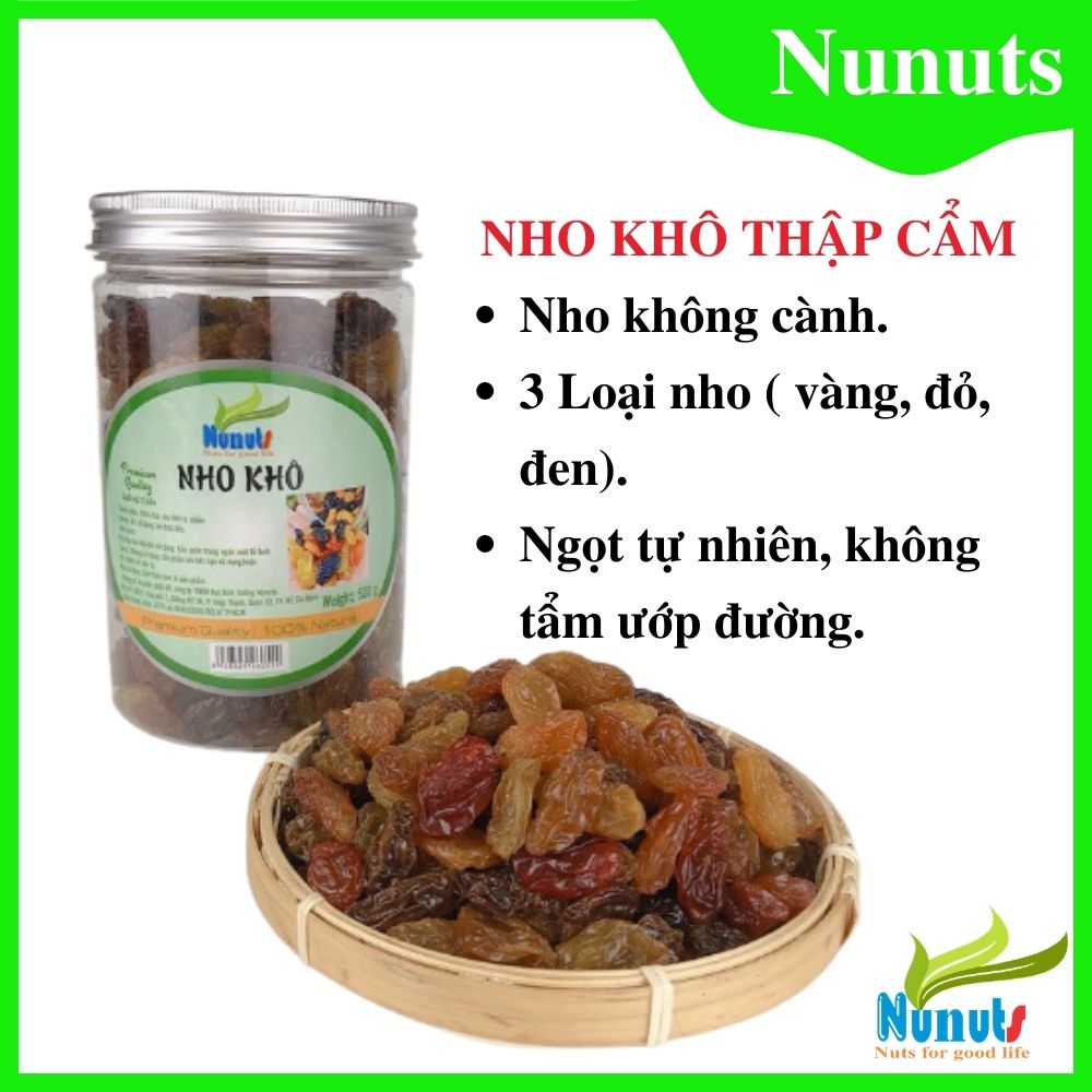 Nho khô 3 màu raisin chua chua ngọt ngọt, không tẩm ướp đường,quả to thơm ngon Nunuts