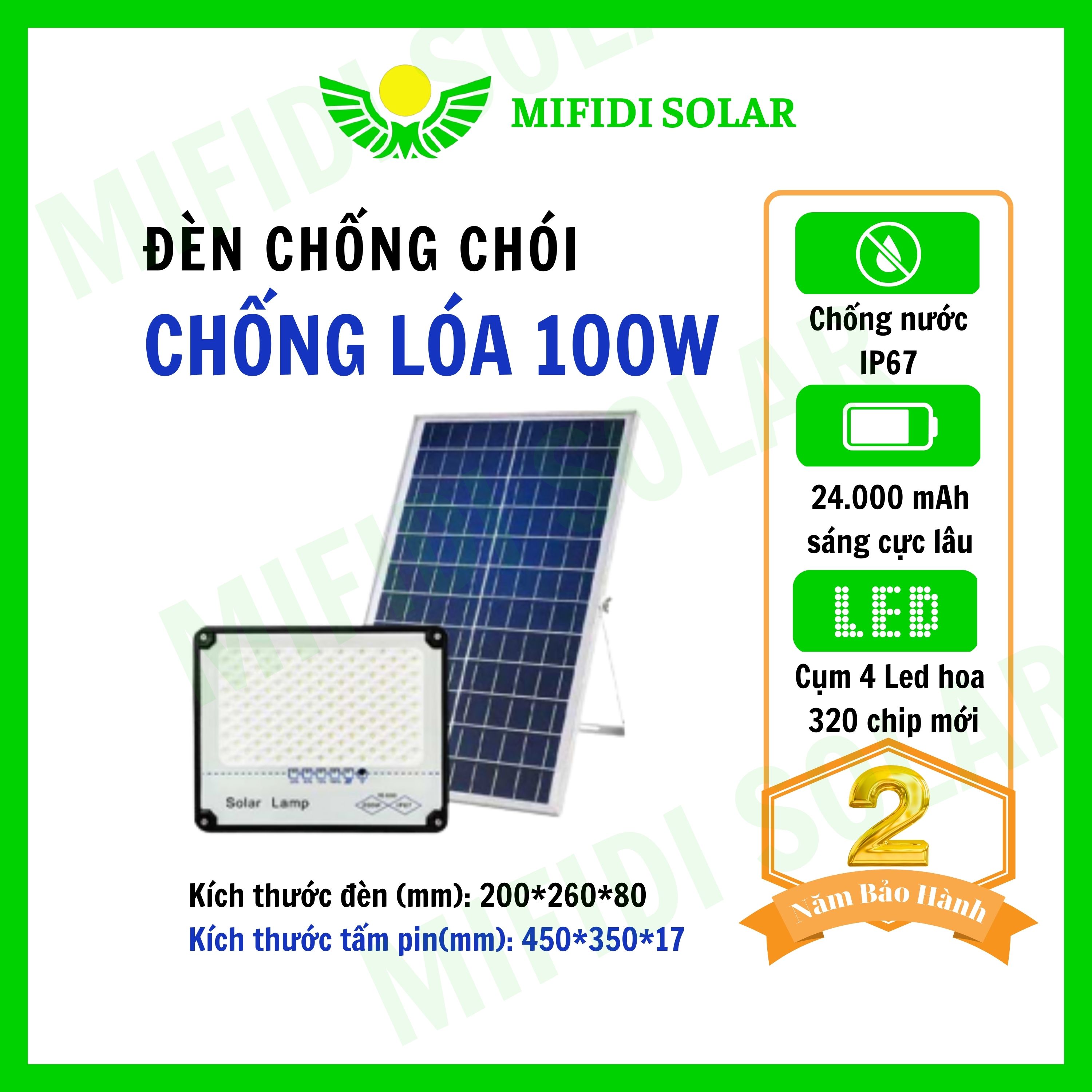 Đèn Năng Lượng Mặt Trời MIFIDI | Đèn Chống Chói 100W chống lóa mắt CC100