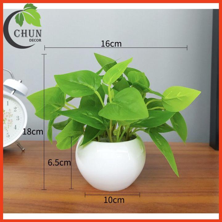 Chậu Hoa Giả Mini Cắm Sẵn Để Bàn Nhiều Mẫu Cao 16cm