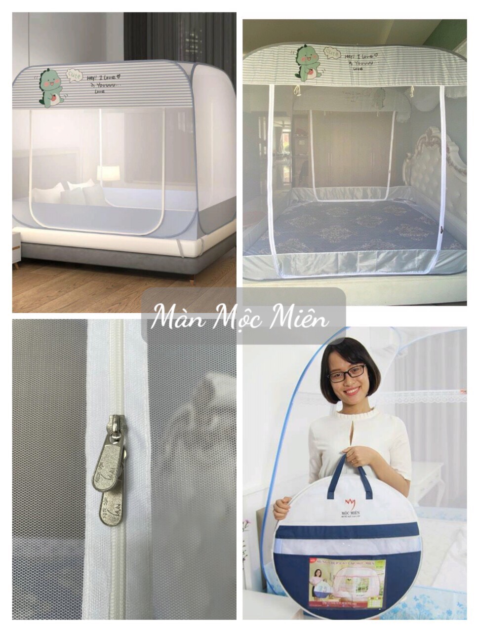 Màn Chụp Đỉnh Vuông Cao Cấp Mộc Miên - Kích Thước 1,6mx2m