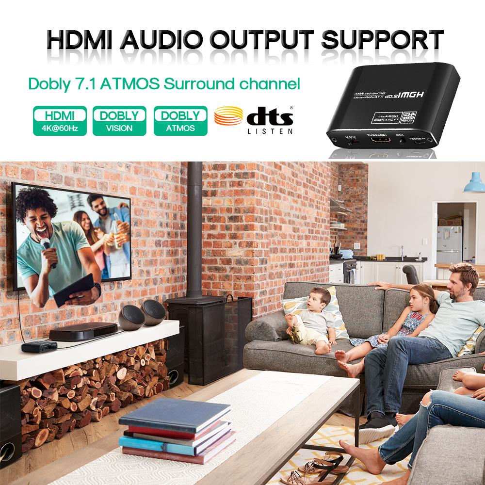 Bộ chuyển đổi âm thanh HDMI HDMI 4K 60Hz với kênh bao quanh HDMI Hỗ trợ kênh HD-MI cho Toslink SPDIF.