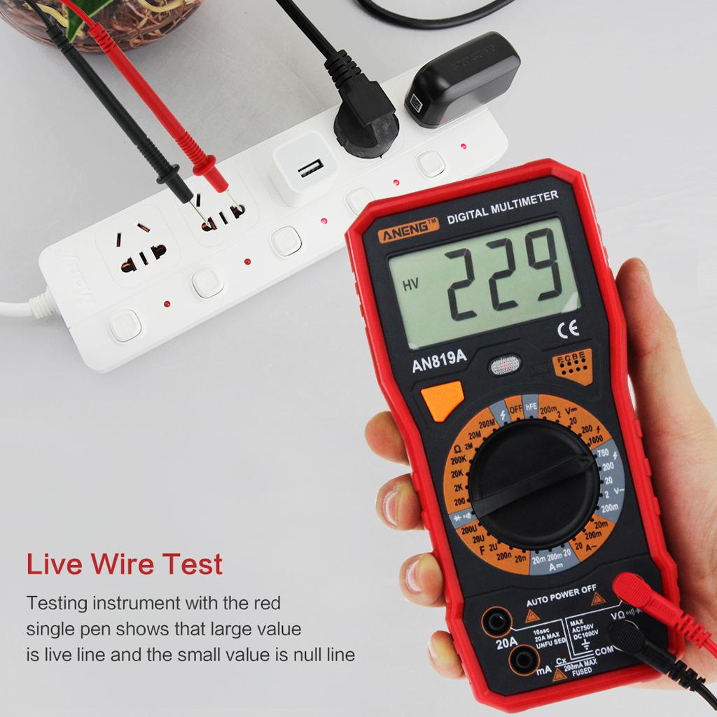 AN819A LCD Digital Multimeter Voltmeter Ammeter Ohmmeter with Test Leads