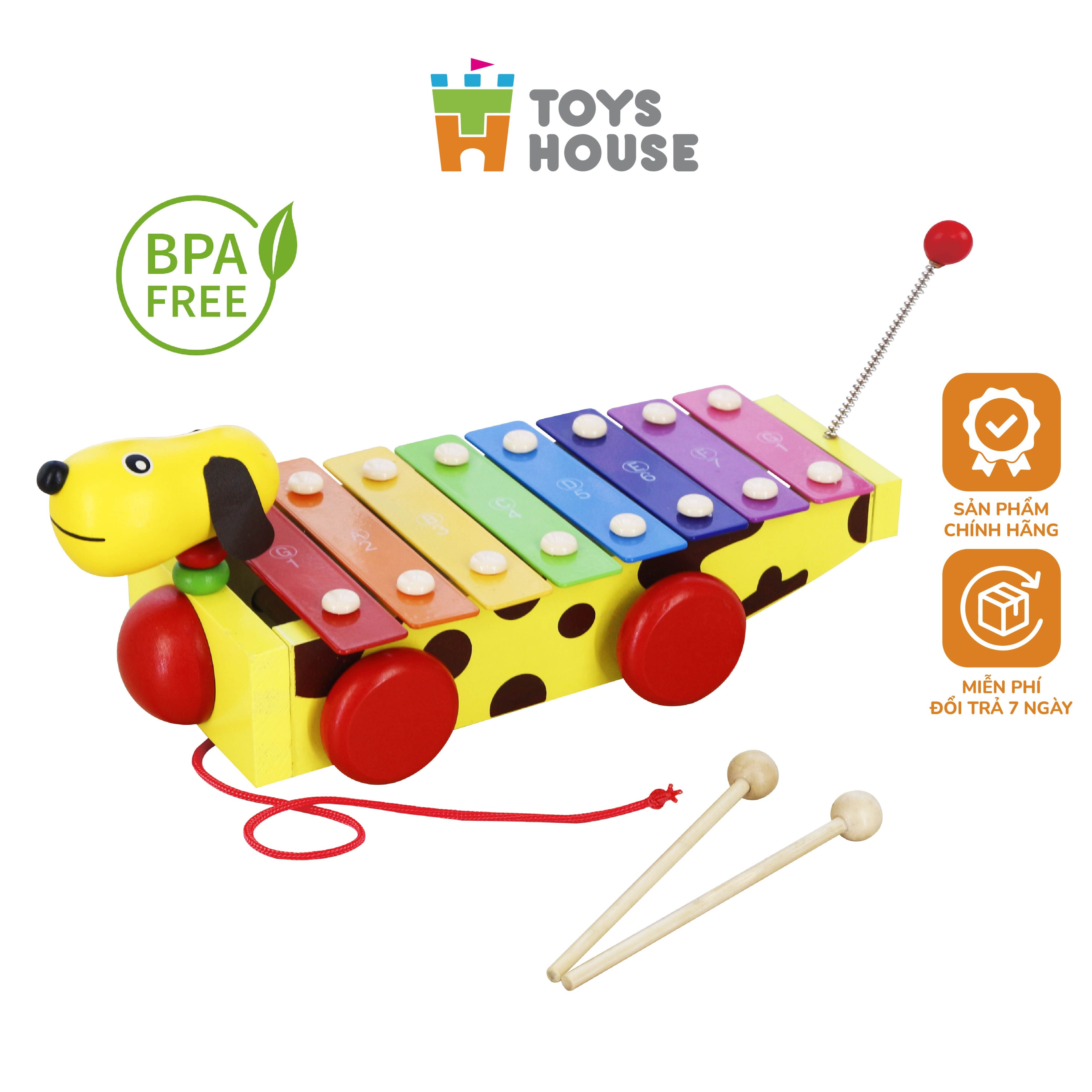 Đàn gõ xylophone kết hợp đồ chơi hình cún con cầu vồng Toyshouse 1152