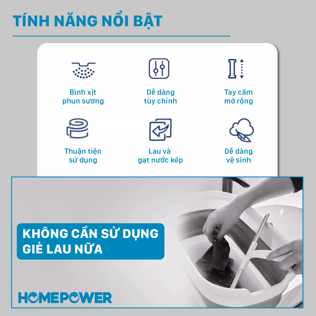 Cây Lau Kính Phun Sương Gạt Nước 2 Trong 1 Homepower HK-02