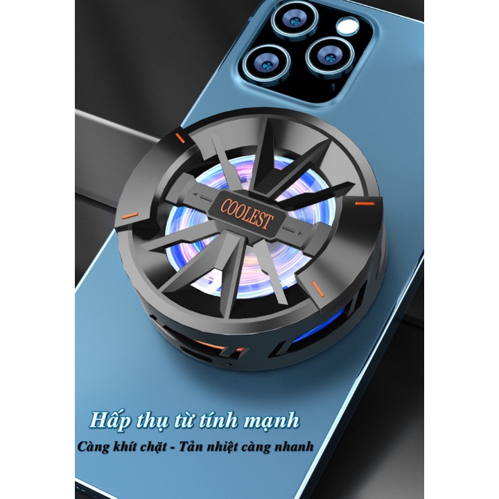 Quạt tản nhiệt sò lạnh từ tính led RGB Wireless Phone Cooler Fan