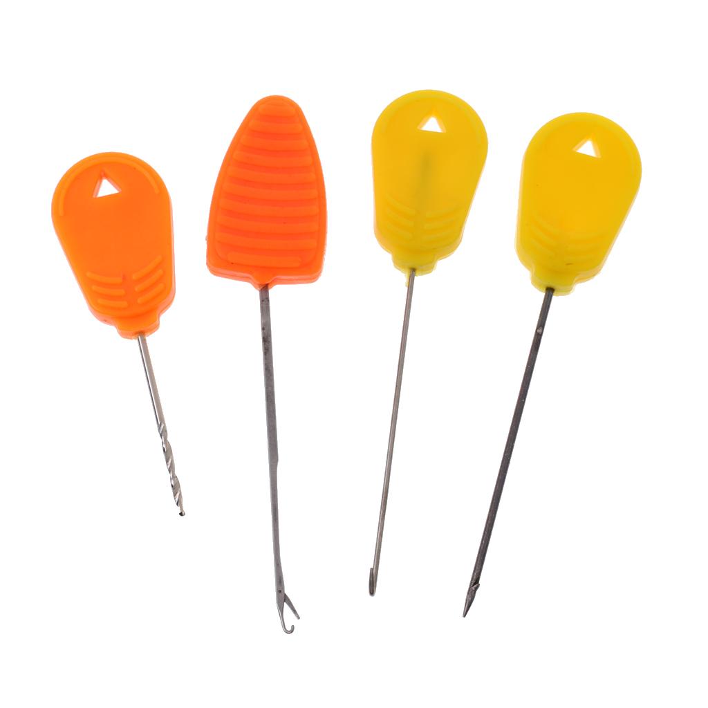 4Pcs Carp Fishing Baiting Needle Set Carp Fishing Baiting Needle and 18pcs Carp Hair Fishing Barbless Hooks