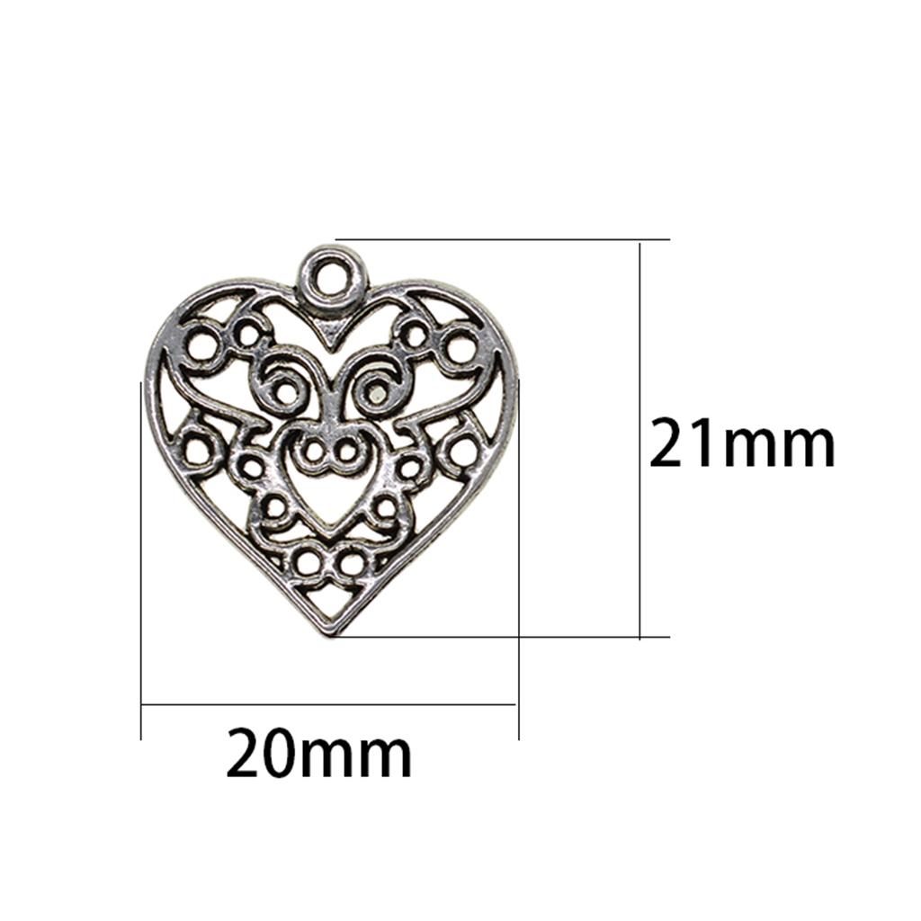 Lots Jewelry Making Silver Charms Smooth Tibetan Silver Metal Charms Pendants DIY for Necklace Bracelet Jewelry Making ,  50 PCS Love Heart