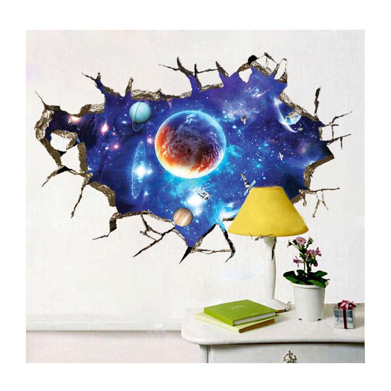 6090cm Broken Blue Outdoor Espace Galaxie Planet Sticker Tường có thể tháo rời