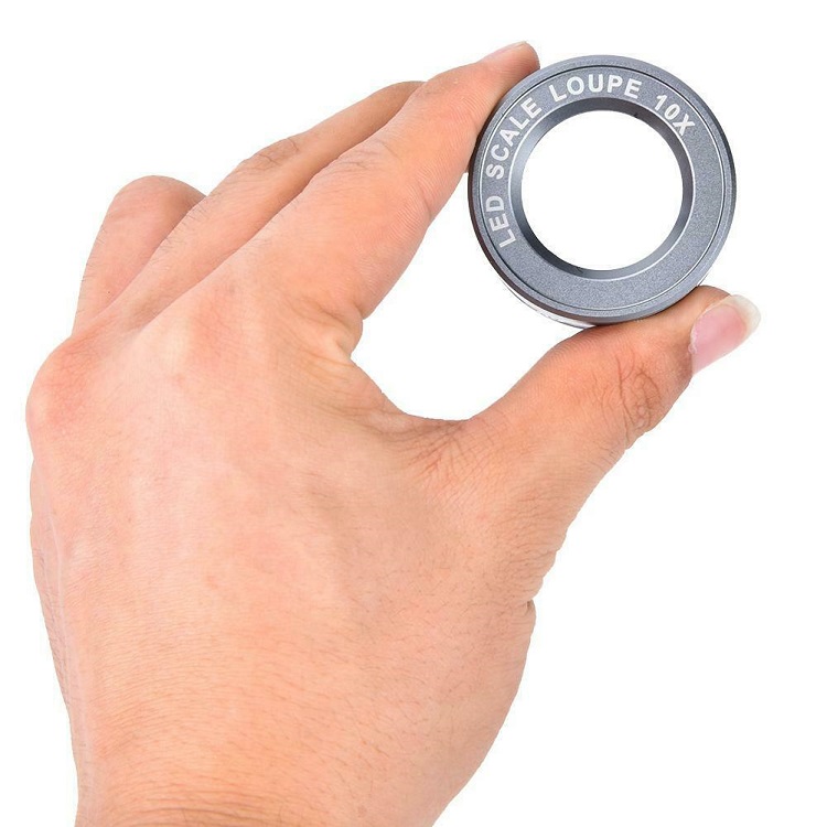 Kính lúp cao cấp có thước đo 10x tích hợp 2 đèn led trắng và đèn led tím 8083