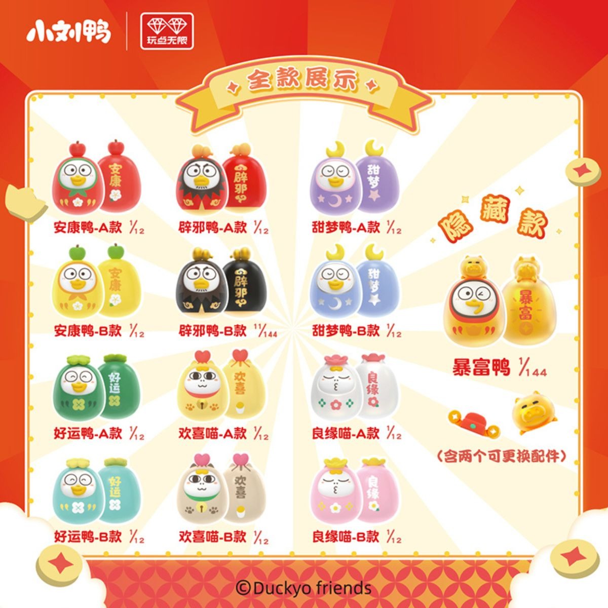 Duckyo Hộp Mù Mô Hình Nhân Vật Tumbler Daruma 370401