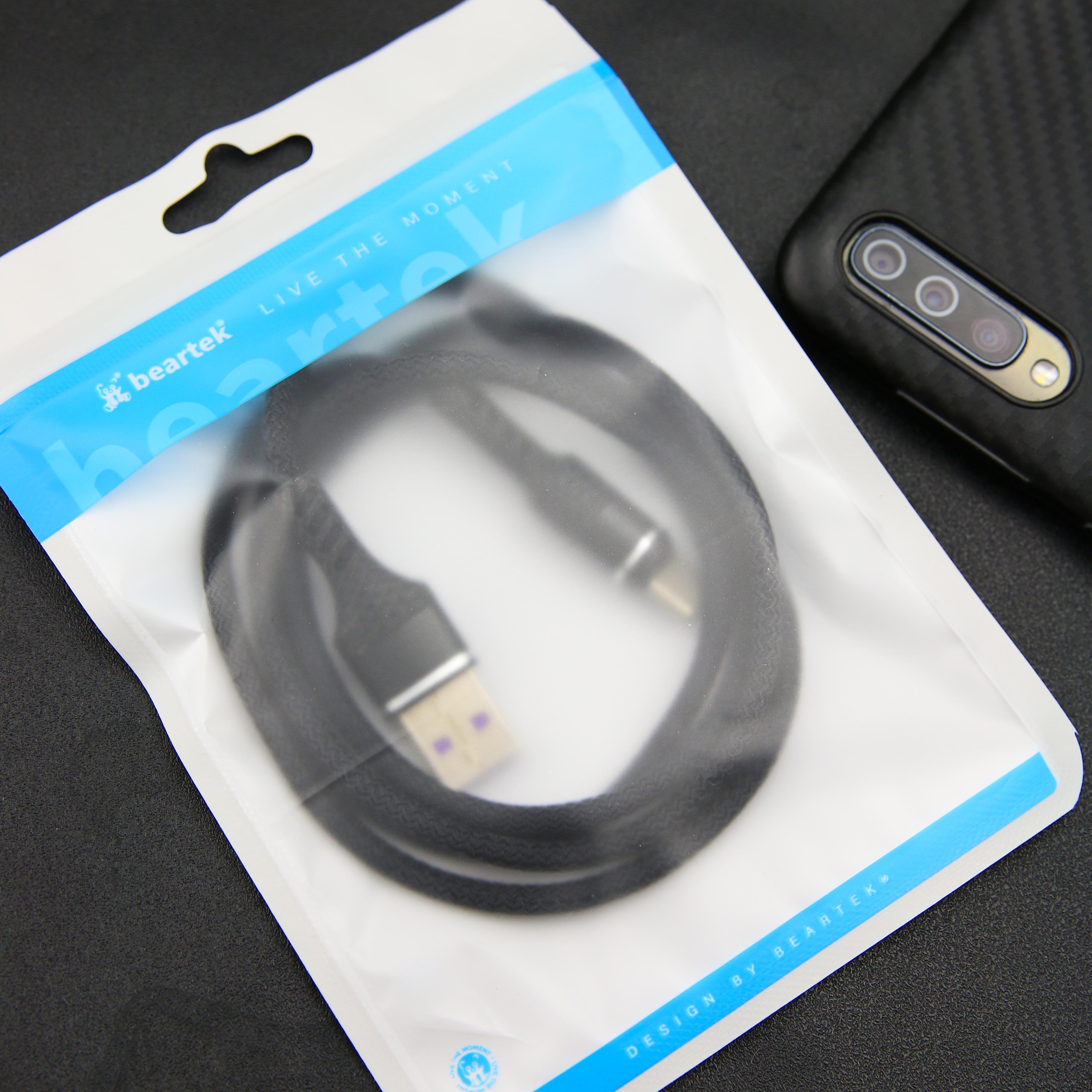 Dây Cáp Sạc Nhanh Beartek Bện Dây Nylon Cổng USB Type C Lightning Cho iPhone Android - Hàng chính hãng