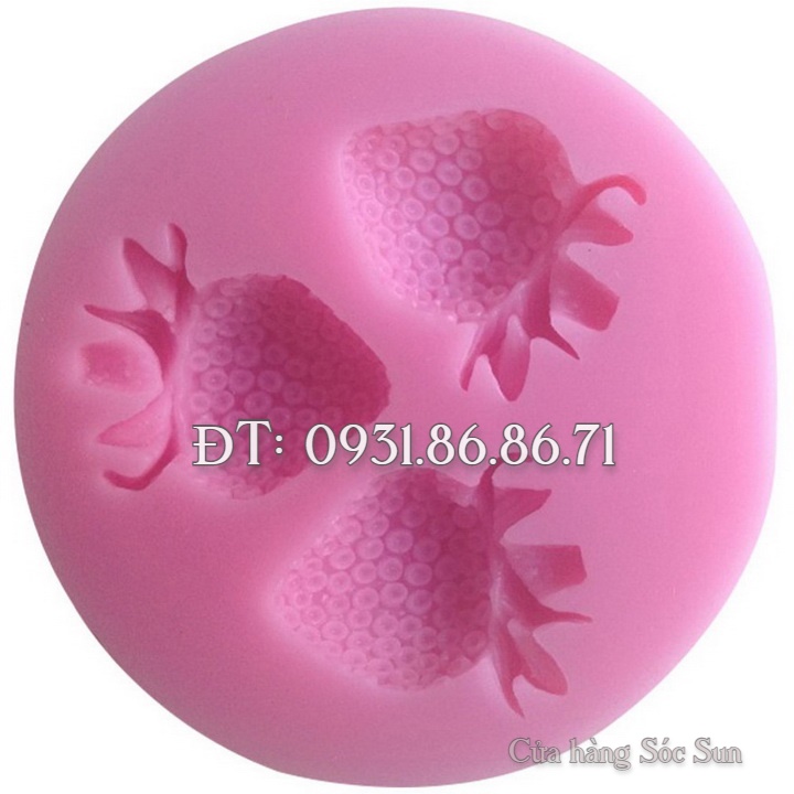 Khuôn silicon 3 trái dâu tây - Mã số 1196