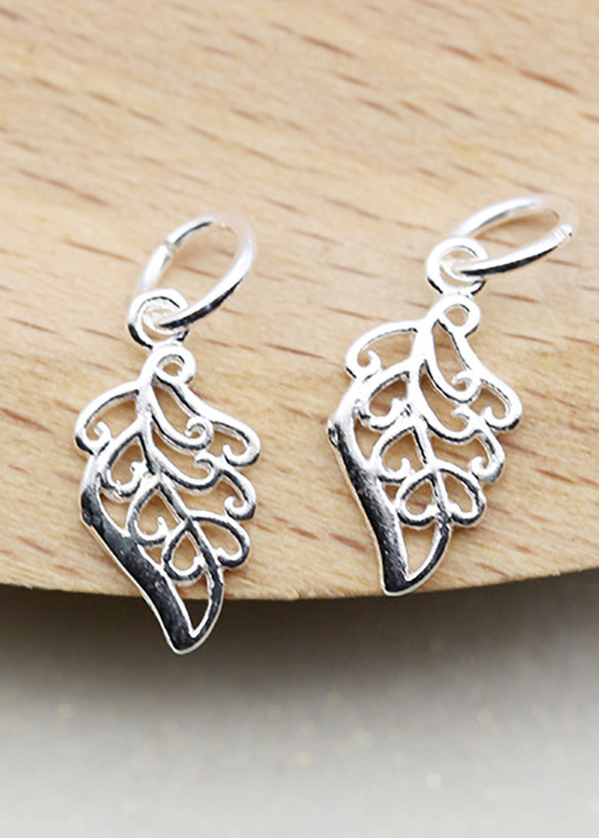 Combo 2 cái charm bạc thái hình chiếc lá treo 2 - Ngọc Quý Gemstones