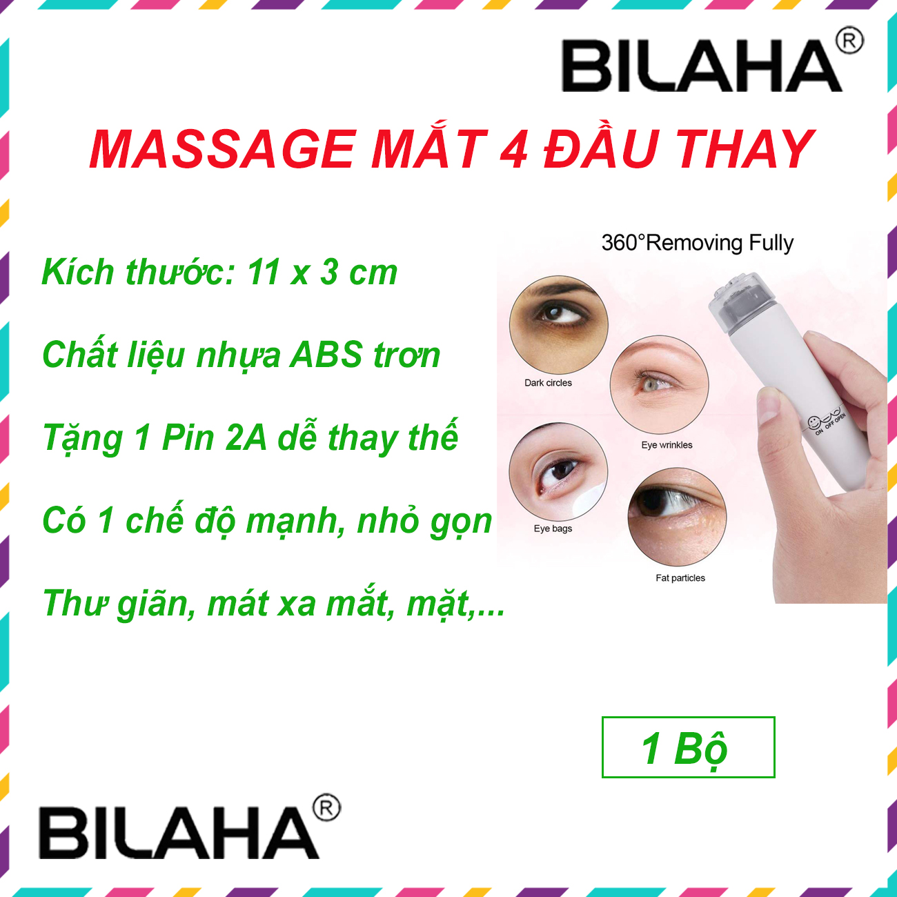 Máy Massage Xóa Bọng Mắt Mini Dùng Mát - Mạnh Đẹp Lên Trông Thấy Loại Tốt Giá Rẻ (Hàng Chính Hãng)