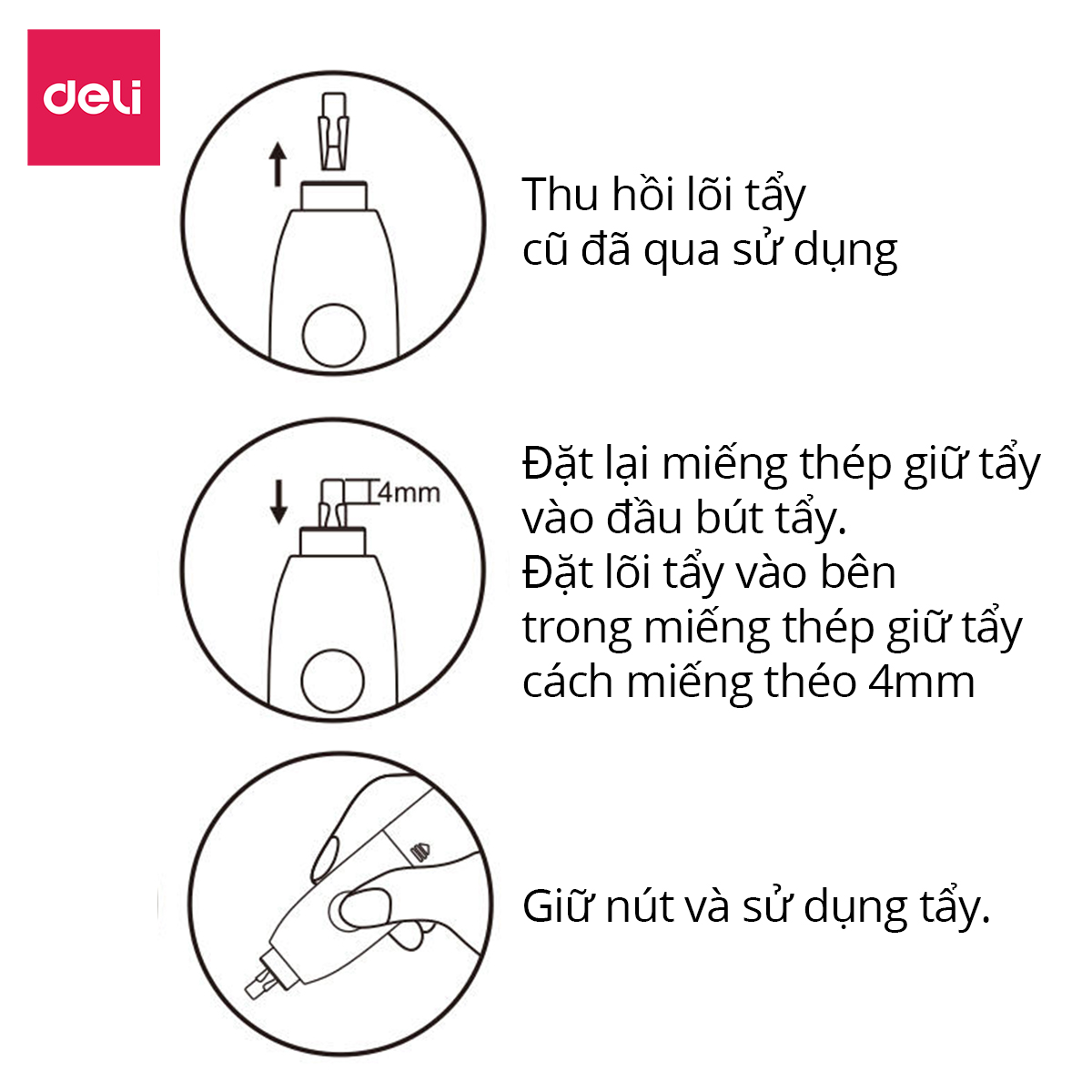 Lõi tẩy thay thế bút tẩy điện 50c/hộp - Phù hợp mới tẩy điện 71107 EH02800 - 1 hộp - 71074