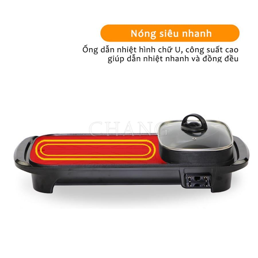 Nồi Lẩu Nướng Dài Đa Năng 2 in 1 - Bếp Nướng Điện Và Lẩu Công Suất Lớn 3000W Đa Năng Tiện Lợi