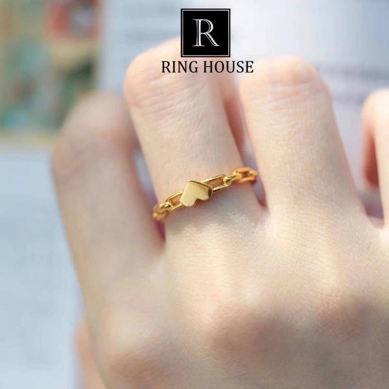 Nhẫn nữ titan không đen gỉ tim đẹp thanh lịch Ring House