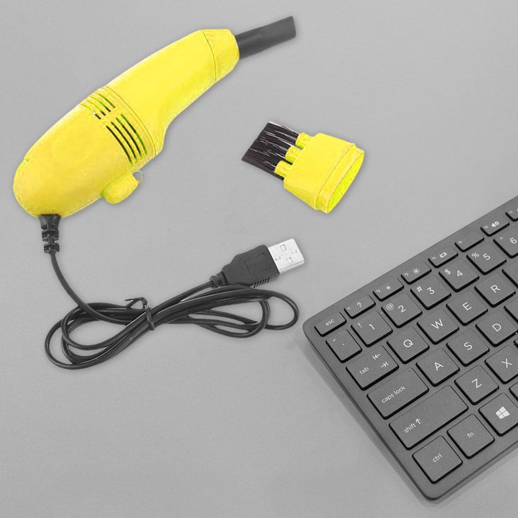 2x Mini Desktop Vacuum Cleaner Hairs Printer Window Groove Yellow+Blue