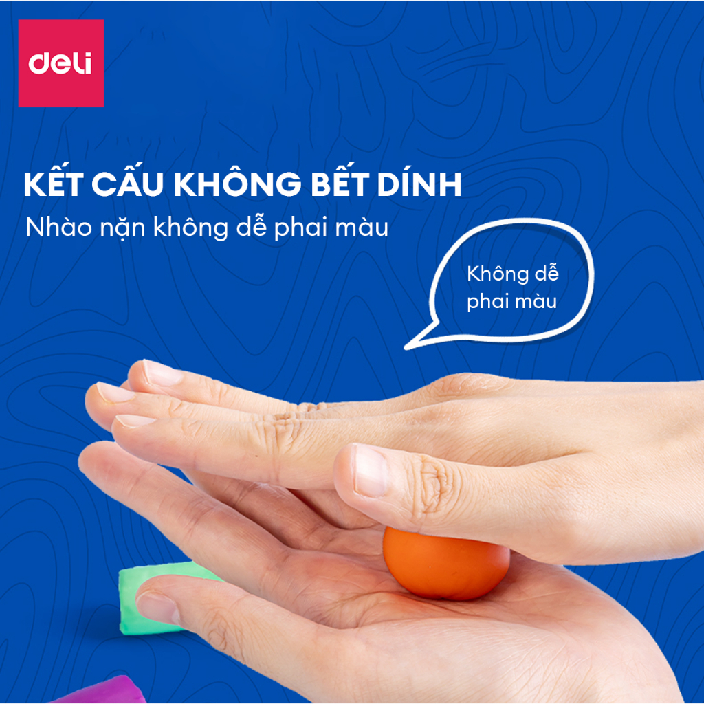 Bộ Đất Nặn 3D Deli 12 Màu - Đất Sét Nặn An Toàn, Không Dính Tay, Màu Sắc Tươi Sáng, Kèm Phụ Kiện Khuôn Nặn Cho Bé