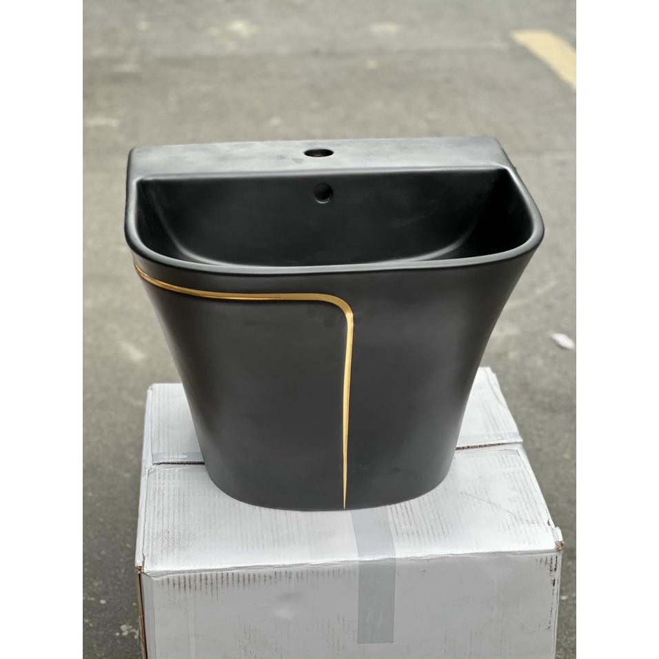 LAVABO TREO TƯỜNG  LIỀN KHỐI ĐEN SỌC VÀNG