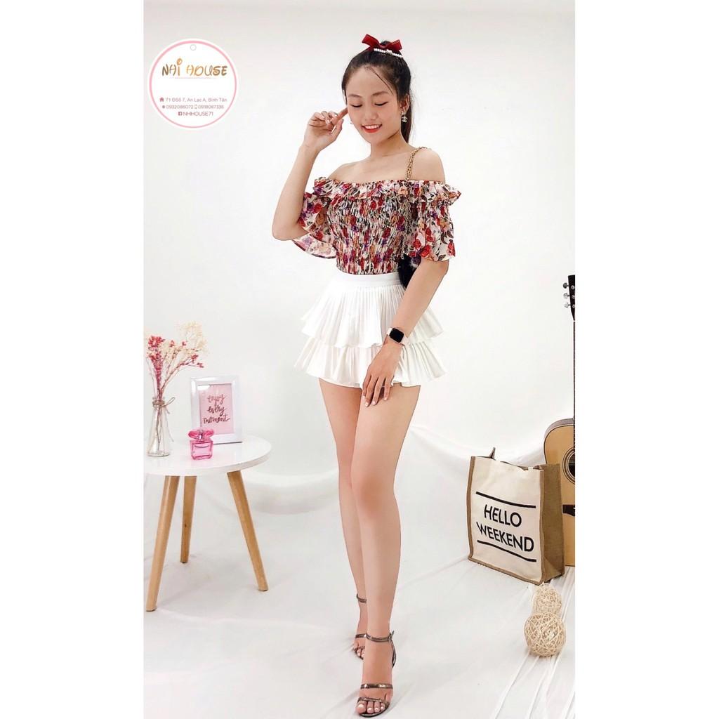 ÁO CROPTOP NHIHOUSE71 BẸT VAI BÈO HOA VĂN ĐA DẠNG 45 - 55KG