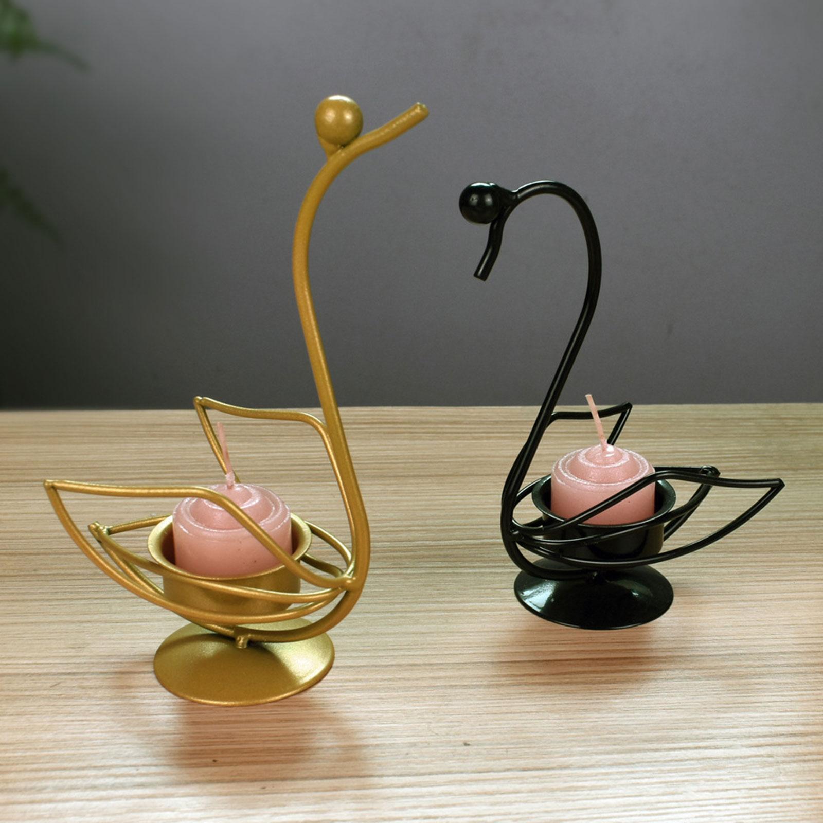2x Swan Candle Holder Candelabra Elegant Nordic Iron Candlestick Candle Stand for Dining Table Living Room Home Holiday Decor