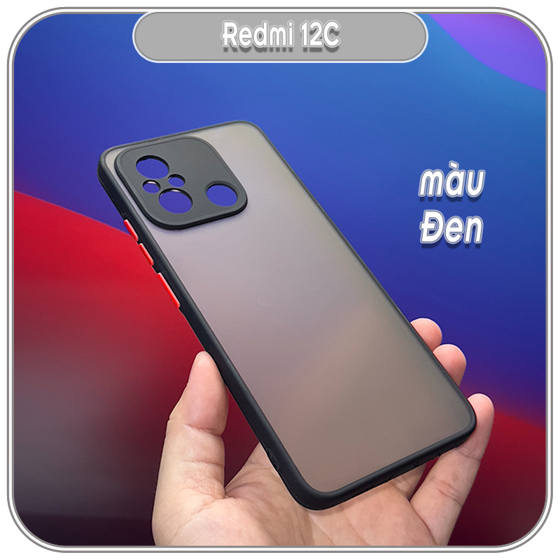 Ốp lưng cho Redmi 12C, nhám viền màu che camera