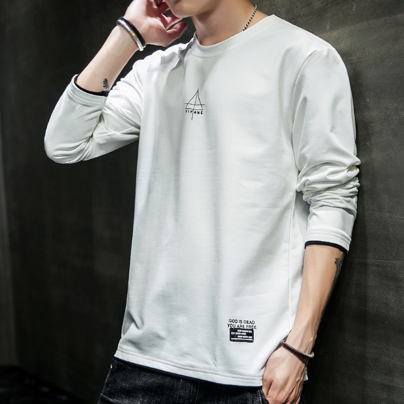 New Men's Loose Cotton Trend Casual Long-sleeved T-shirt