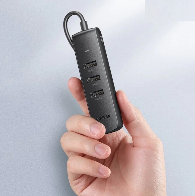 USB hub 2.0 sang 3 * USB 2.0 + Lan 10/100 hỗ trợ nguồn 5v Mbps nhựa ABS Ugreen 20984 CM416 Hàng chính hãng