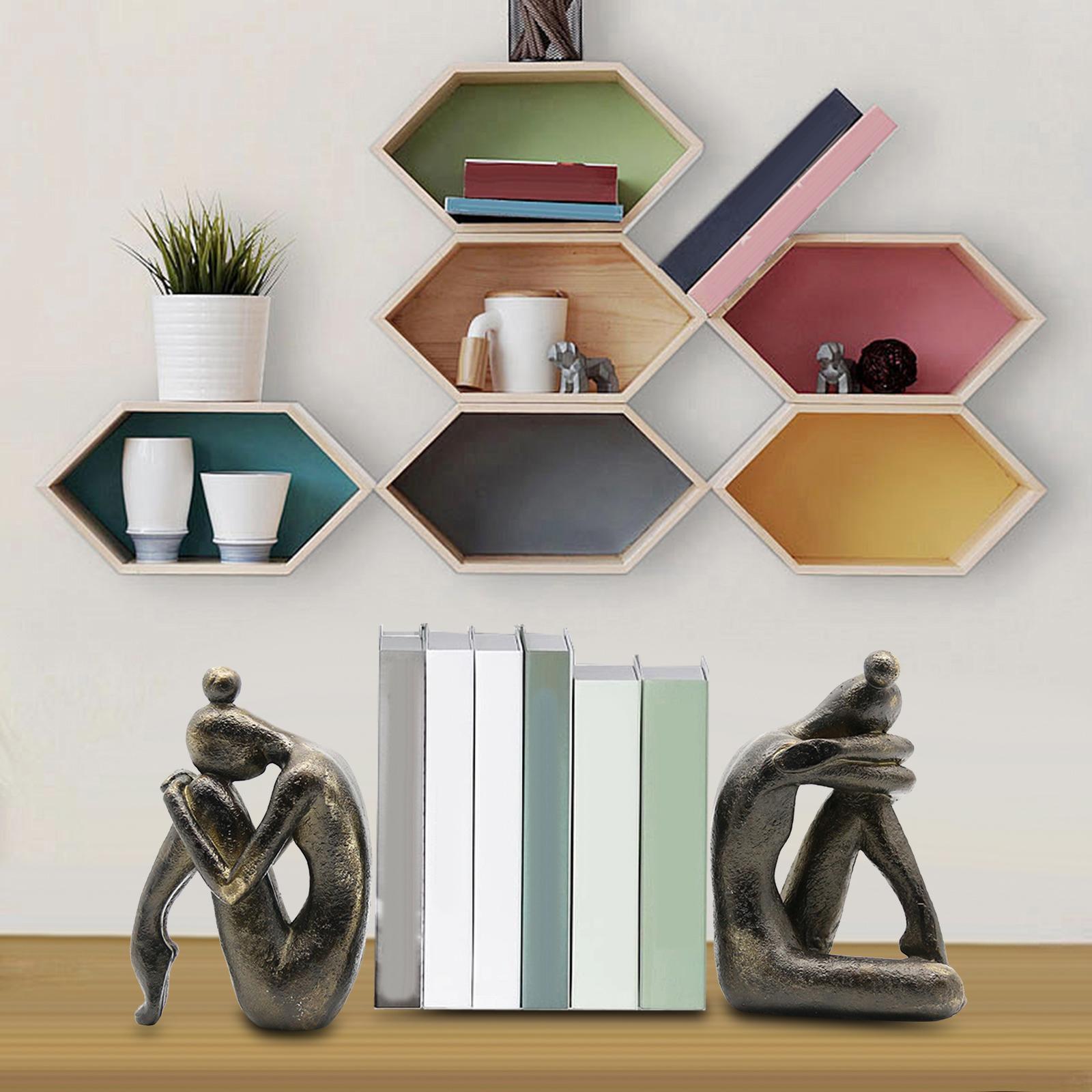 Thinker Bookends Figurine Bookend Decorative Bookends Desk Living Room Modern Home Female Book Stand Holder Resin Book Ends Book Stopper