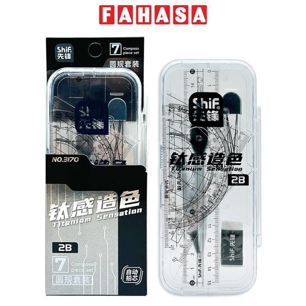 Bộ Compa Thước 7 Món - ShiF 3170 - Màu Đen