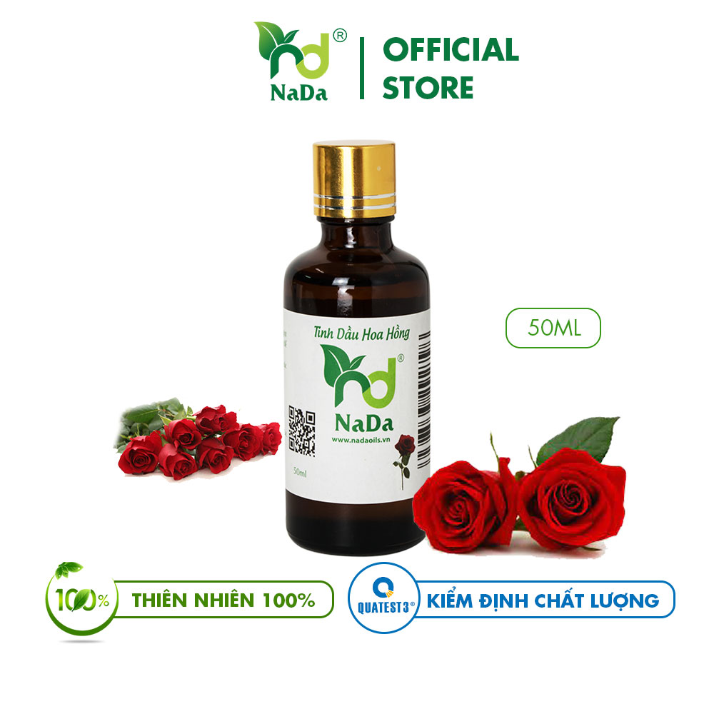 Tinh dầu Hoa hồng nguyên chất Nada | Kiểm định QT3 | Nước hoa, Dễ ngủ, Hưng phấn, Khử mùi